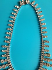 Beautiful Vintage Sparkling Multi Rhinestone Necklace Choker 15 in