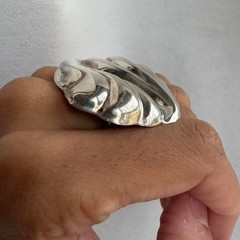 Large Sterling Silver Ring Adjustable 7-9 Taxco Modernist Minimal OOAK Mexico