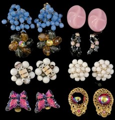 Made In West Germany Jewelry Lot Incl 8 Clip Earrings, 2 Necks, 2 Brooch 1 Brace