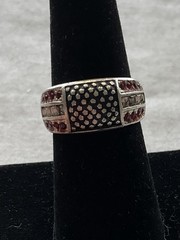 SETA 925 Sterling Silver Flag Design Ring Size 7 Red White Blue Vintage