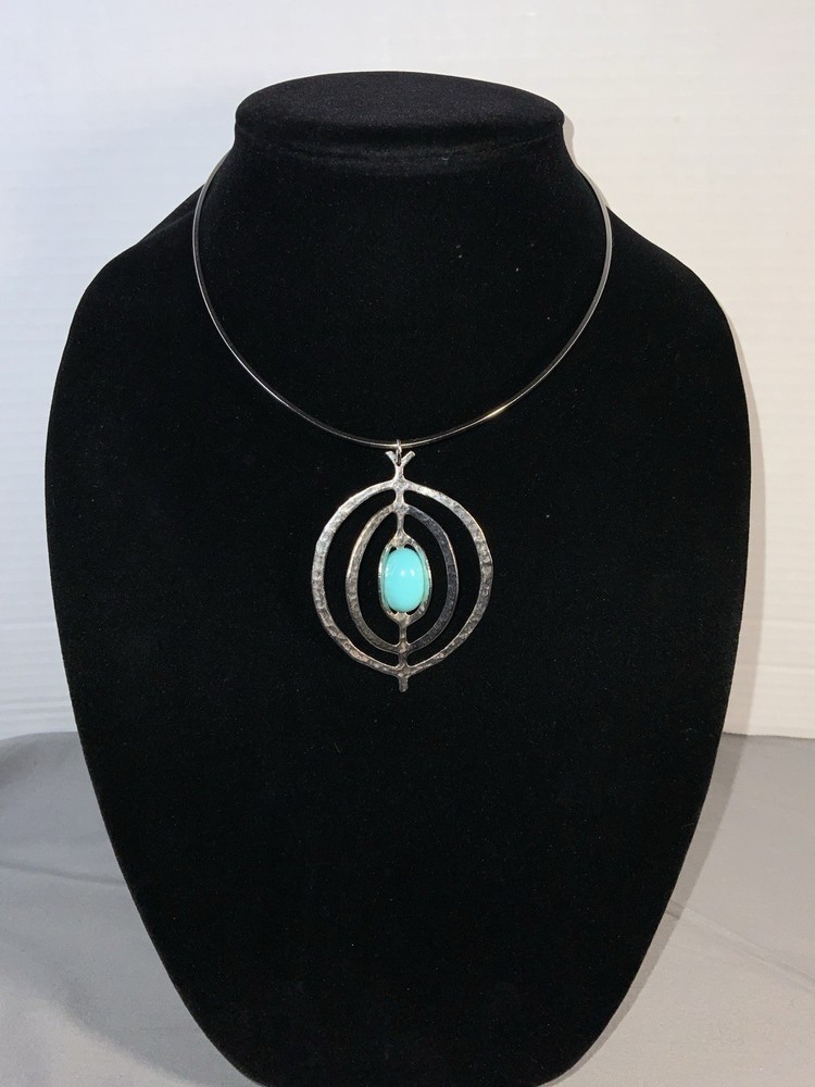 Vintage 1976 Sarah Coventry “Saturn” Choker Necklace Faux Turquoise Inset