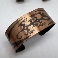 Lot Of 5 Vintage Signed Solid Copper Cuff Bracelet (8457)