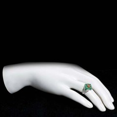 Fancy Vivid Orange Yellow Citrine, French Cut Emerald & White CZ Art Deco Ring