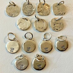 Vintage Waxing Poetic Sterling Silver Charms Initial Seal Insignia Letters