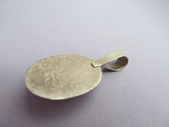 VINTAGE OLD PAWN STERLING NG NELSON GARCIA LUSTER GREY BLUE MOP SLIDER PENDANT