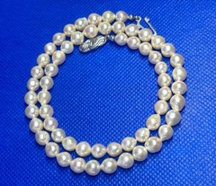 Antique 8 mm Sweetwater Pearls Silver 835 Necklace 29.5 Inches GERMANY vintage
