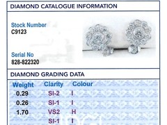 Antique 2.25Ct Diamond and 18k White Gold Cluster Earrings Circa 1930