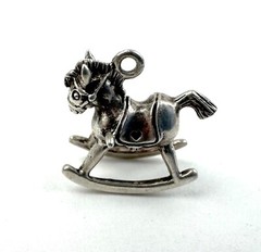 .925 Sterling Silver Charm – Tiny Rocking Horse – Tested Very Good Condition