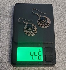 VTG 925 MD Black Onyx Dangle Earrings 1.5in Sterling Silver 4g Filigree Estate
