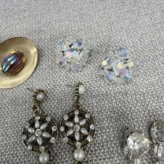 Vintage Rhinestone Earring Lot 11 Pair Dangle Leaves Crystal Monet Roman