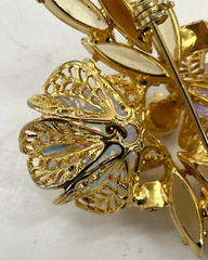Juliana Delizza Elster Gold Tone Topaz Margarita Navette Brooch Earring Set