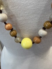 Vintage 1970s Orange Brown Yellow Beaded Long Necklace