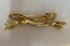 Running Gold tone and Black Cheetah Brooch Statement Piece