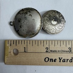 Antique Locket Floral Engrave Photo Pendant 1-3/4 Inch 14g German Silver