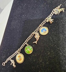 Hoffman Sterling Bracelet w 7 charm Statue liberty NY worlds fair washington DC