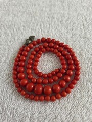 Antique Genuine Natural 100% Undyed Red Mediterranean Coral Beads Necklace