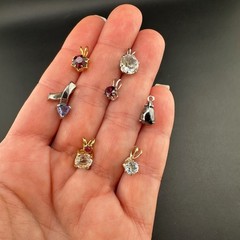 Vintage Crystal Rhinestone Mix Pendant Lot Of 12 Gold Silver Tone Ladies NICE