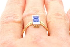 1.50Ct Sapphire and 0.24Ct Diamond 18k Yellow Gold Dress Ring Circa 1930