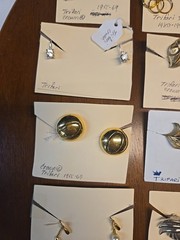 Lot 14 Pairs Vintage TRIFARI Earrings Signed Crown TM 1940s-90s Gold Tone Pearl