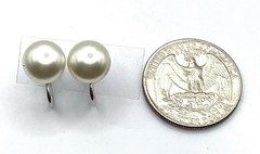 Vintage JMS Signed 12K Gold Filled & Simulated Pearl Screw Back Earrings