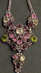 Vintage Hollycraft 1954 Purple Rhinestone Necklace Antiqued Gold Tone