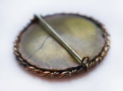Antique 1860s Civil War Soldier Photo Mouring Brooch C Clasp GF? Celluloid Cover