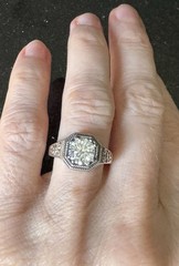 Vintage AVENA S925 Sterling Silver Art Deco Style Moissanite Ring Size 5.5