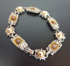 Vintage Premier Designs Bronze Boho Jewelry Bracelet 8″ Long Marked Crown