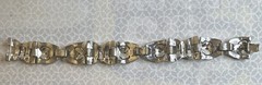 KTF Signed Silver Tone Rhinestone Link Chain Bracelet Push Lock Clasp Closure