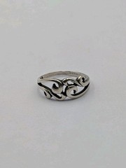 Wheeler Mfg Co. Vintage Sterling Silver Swirl Water Waves Split Shank 925 Ring