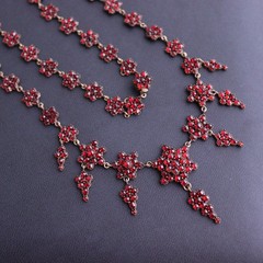 NO TARIFF Antique Bohemian Garnet Necklace Collier Tombac Gilded