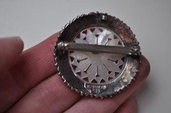 Vintage Jerusalem Silver 935 Brooch with Mother of Pearl