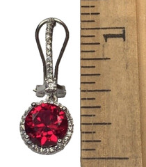 YGI Sterling 925 Heated Red Ruby CZ Dangle Waterfall Latchback 1” Earrings 4G