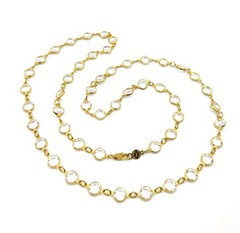 Vintage Signed Austrian Crystal USA Necklace Gold Tone Clear Bezel Set Stones