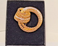 1 Vtg Christian Dior 1970s Knot Brooch & 1 Gold-Tone Intertwined Circle Brooch