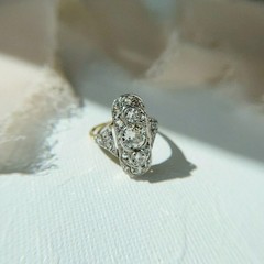 Art Deco Style Round Cut Lab Created Diamond 14K Yellow Gold FN Engagement Ring