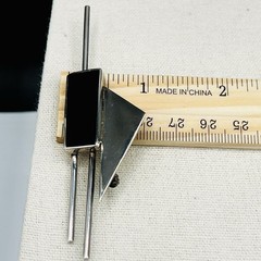 Vintage Signed Mexico 925 Sterling Silver Taxco Modernist Onyx Brooch Geometric