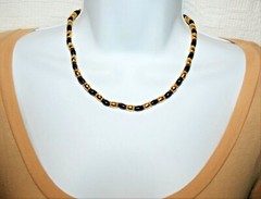 Vintage 1992 Signed MMA WAG Gold plated Brass & Garnet Beads 17″ Necklace