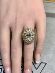 Vintage 1960’s 18K 2.25ct Marquise Diamond Large Cocktail Ring 4.75ctw GIA