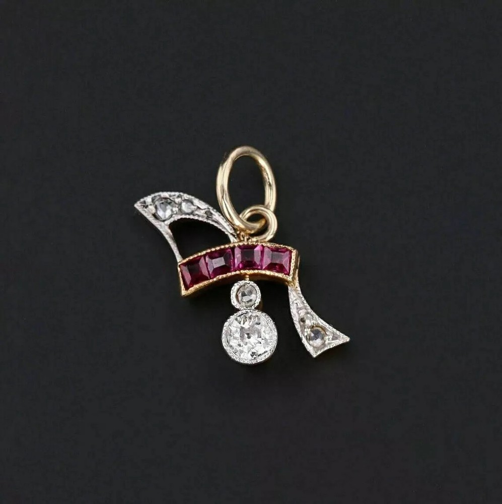 Art Deco Vintage Lab Created Diamond Wedding Gift Pendent 14K Yellow Gold Finish