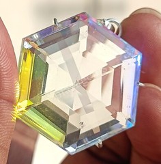 110 CT Hexagon Mystic Topaz 925 Sterling Silver Bi Color Pendant Gems 5MRK