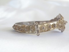 Antique Zeeland Button Sterling Silver Import Filigree Bracelet 7″