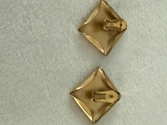 Napier Gold Tone Square Clip On Earrings Vintage Modernist 1.25″