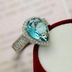 Aquamarine 3.90 Ct Art Deco Vintage Wedding Ring 925 Sterling Silver