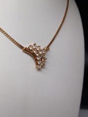 Avon 1970s Gold Tone Clear Crystals Cascade Design Necklace And Earring set