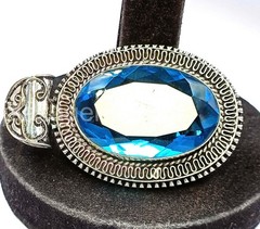 113.35 Ct Natural Blue Topaz Pendant Oval Cut 925 Sterling Silver EGL Gems 5ARM