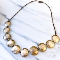 Silver Coins from Australia Necklace Three Pence 1943 Choker 15″