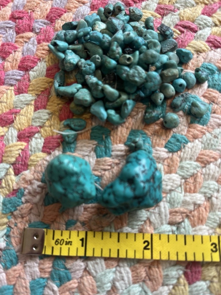 Two Large, Genuine Turquoise Nuggets And Lot Of Smaller Beads