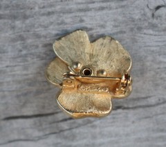 Lovely Vintage 1955 Francois Signed Pearl Floral Gold Tone Brooch/Pin