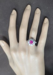 Vintage Platinum Cocktail Ring 1.77CT. Natural Round Cut Pink Sapphire GIA Cert
